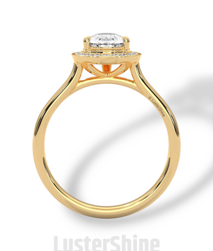 Pear Cut Engagement Ring – Teardrop Diamond Halo Ring – 14K 18K Gold Ring – Unique Bridal Ring – Moissanite Wedding Ring – Gift for Her Love