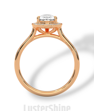 Pear Cut Engagement Ring – Teardrop Diamond Halo Ring – 14K 18K Gold Ring – Unique Bridal Ring – Moissanite Wedding Ring – Gift for Her Love