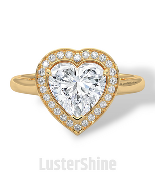 Heart Diamond Engagement Ring – 2CT Halo Heart Cut Ring – 14K 18K Gold Proposal Ring – Dainty Custom Diamond Ring – Romantic Jewelry Gift