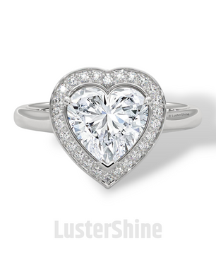 Heart Diamond Engagement Ring – 2CT Halo Heart Cut Ring – 14K 18K Gold Proposal Ring – Dainty Custom Diamond Ring – Romantic Jewelry Gift