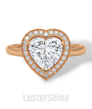 Heart Diamond Engagement Ring – 2CT Halo Heart Cut Ring – 14K 18K Gold Proposal Ring – Dainty Custom Diamond Ring – Romantic Jewelry Gift