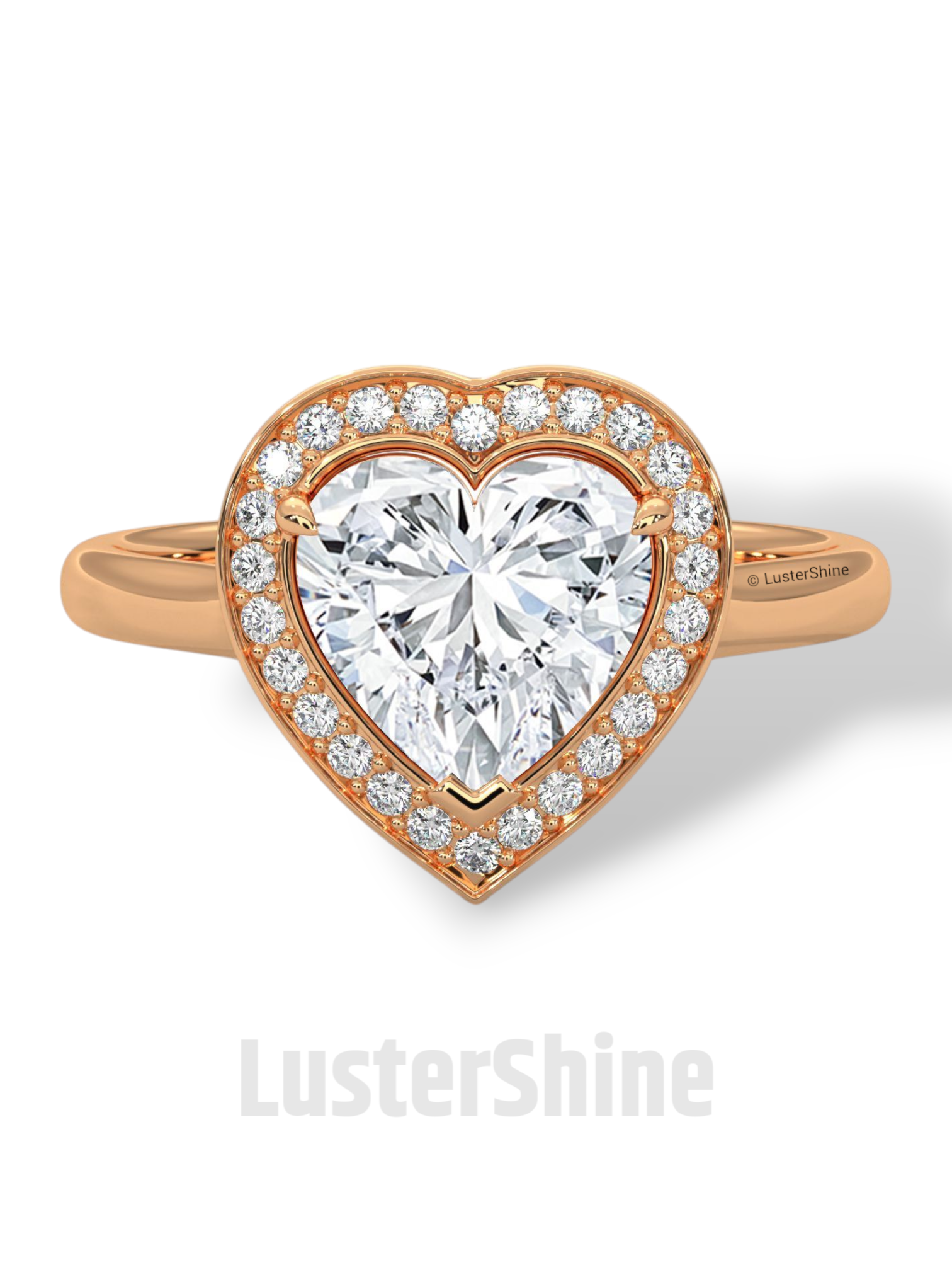 Heart Diamond Engagement Ring – 2CT Halo Heart Cut Ring – 14K 18K Gold Proposal Ring – Dainty Custom Diamond Ring – Romantic Jewelry Gift