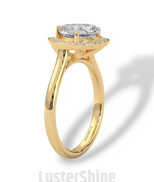 Heart Diamond Engagement Ring – 2CT Halo Heart Cut Ring – 14K 18K Gold Proposal Ring – Dainty Custom Diamond Ring – Romantic Jewelry Gift