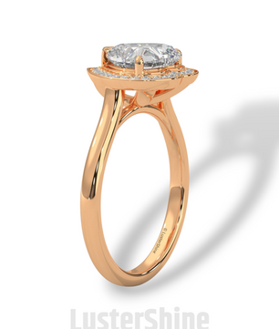 Heart Diamond Engagement Ring – 2CT Halo Heart Cut Ring – 14K 18K Gold Proposal Ring – Dainty Custom Diamond Ring – Romantic Jewelry Gift