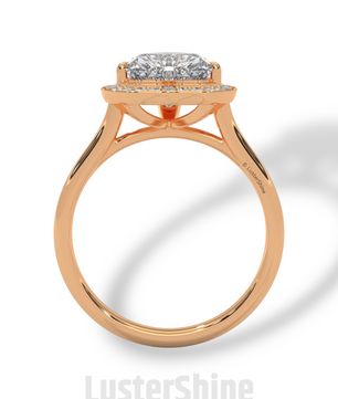 Heart Diamond Engagement Ring – 2CT Halo Heart Cut Ring – 14K 18K Gold Proposal Ring – Dainty Custom Diamond Ring – Romantic Jewelry Gift
