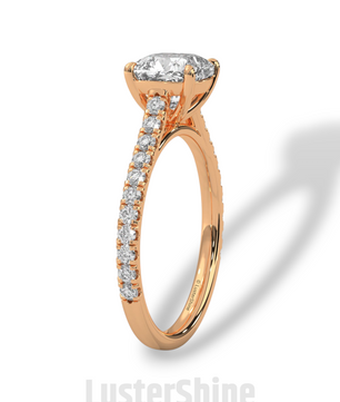 Cushion Cut Diamond Ring – Pave Engagement Ring – 14K 18K Gold Solitaire – Cushion Moissanite Ring – Dainty Gold Wedding Ring – Gift for Her