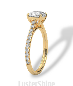 Cushion Cut Diamond Ring – Pave Engagement Ring – 14K 18K Gold Solitaire – Cushion Moissanite Ring – Dainty Gold Wedding Ring – Gift for Her