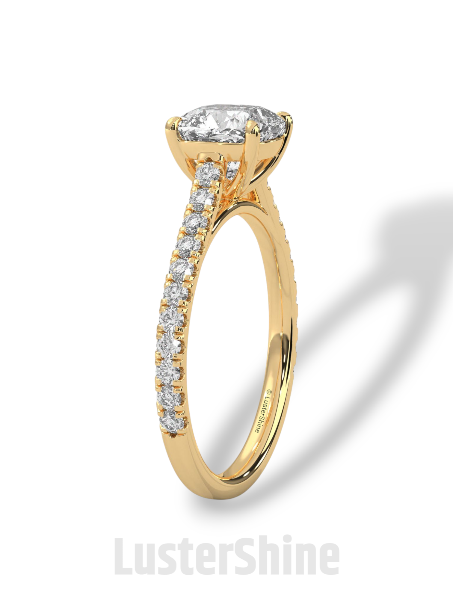 Cushion Cut Diamond Ring – Pave Engagement Ring – 14K 18K Gold Solitaire – Cushion Moissanite Ring – Dainty Gold Wedding Ring – Gift for Her