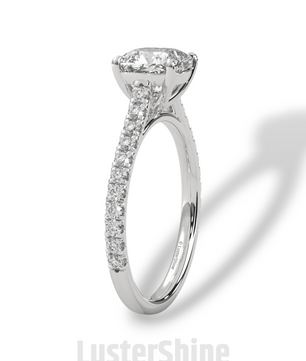 Cushion Cut Diamond Ring – Pave Engagement Ring – 14K 18K Gold Solitaire – Cushion Moissanite Ring – Dainty Gold Wedding Ring – Gift for Her