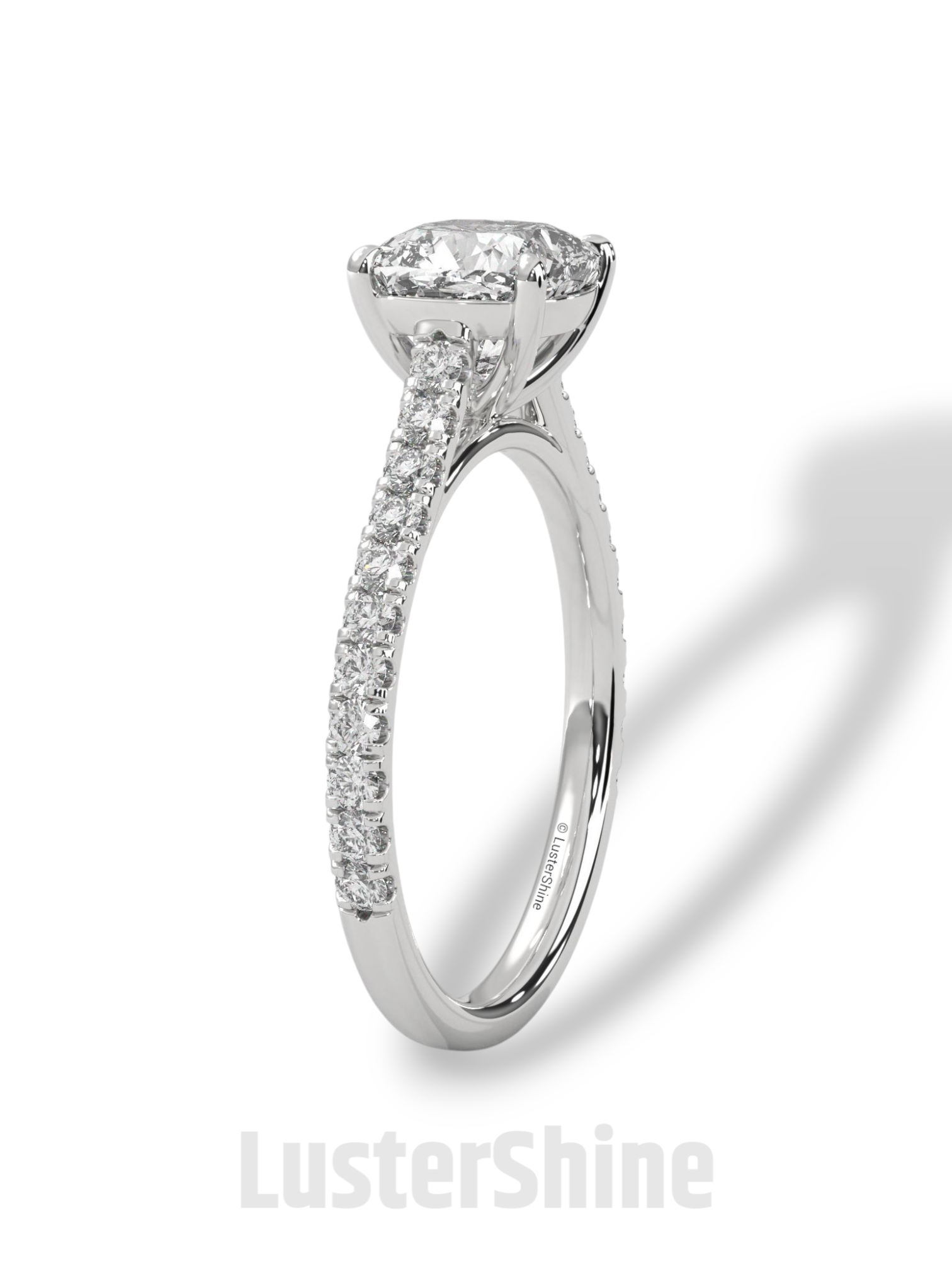 Cushion Cut Diamond Ring – Pave Engagement Ring – 14K 18K Gold Solitaire – Cushion Moissanite Ring – Dainty Gold Wedding Ring – Gift for Her