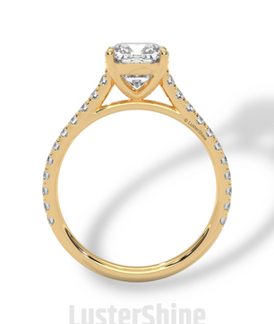 Cushion Cut Diamond Ring – Pave Engagement Ring – 14K 18K Gold Solitaire – Cushion Moissanite Ring – Dainty Gold Wedding Ring – Gift for Her