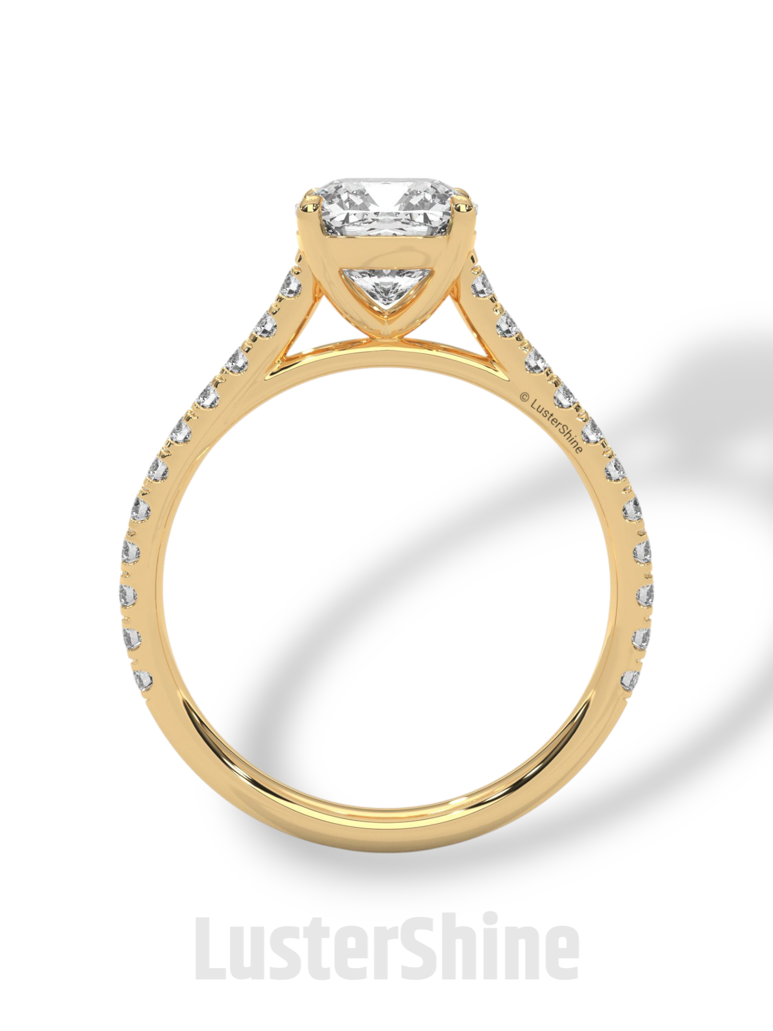 Cushion Cut Diamond Ring – Pave Engagement Ring – 14K 18K Gold Solitaire – Cushion Moissanite Ring – Dainty Gold Wedding Ring – Gift for Her