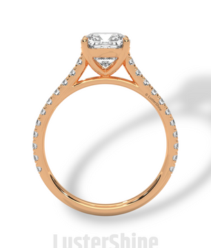 Cushion Cut Diamond Ring – Pave Engagement Ring – 14K 18K Gold Solitaire – Cushion Moissanite Ring – Dainty Gold Wedding Ring – Gift for Her