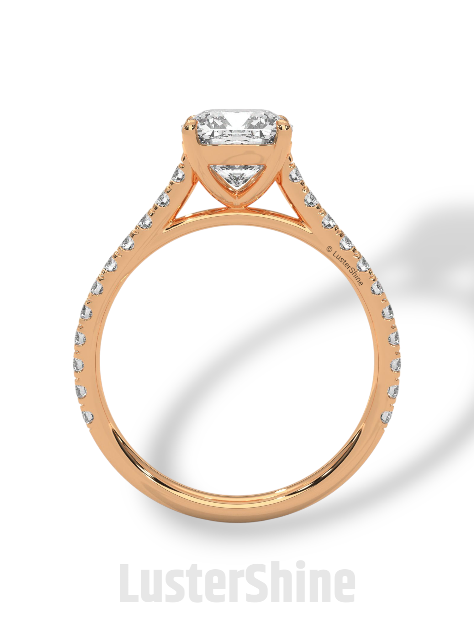 Cushion Cut Diamond Ring – Pave Engagement Ring – 14K 18K Gold Solitaire – Cushion Moissanite Ring – Dainty Gold Wedding Ring – Gift for Her