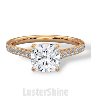 Cushion Cut Diamond Ring – Pave Engagement Ring – 14K 18K Gold Solitaire – Cushion Moissanite Ring – Dainty Gold Wedding Ring – Gift for Her
