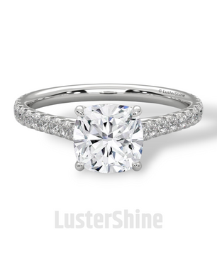 Cushion Cut Diamond Ring – Pave Engagement Ring – 14K 18K Gold Solitaire – Cushion Moissanite Ring – Dainty Gold Wedding Ring – Gift for Her