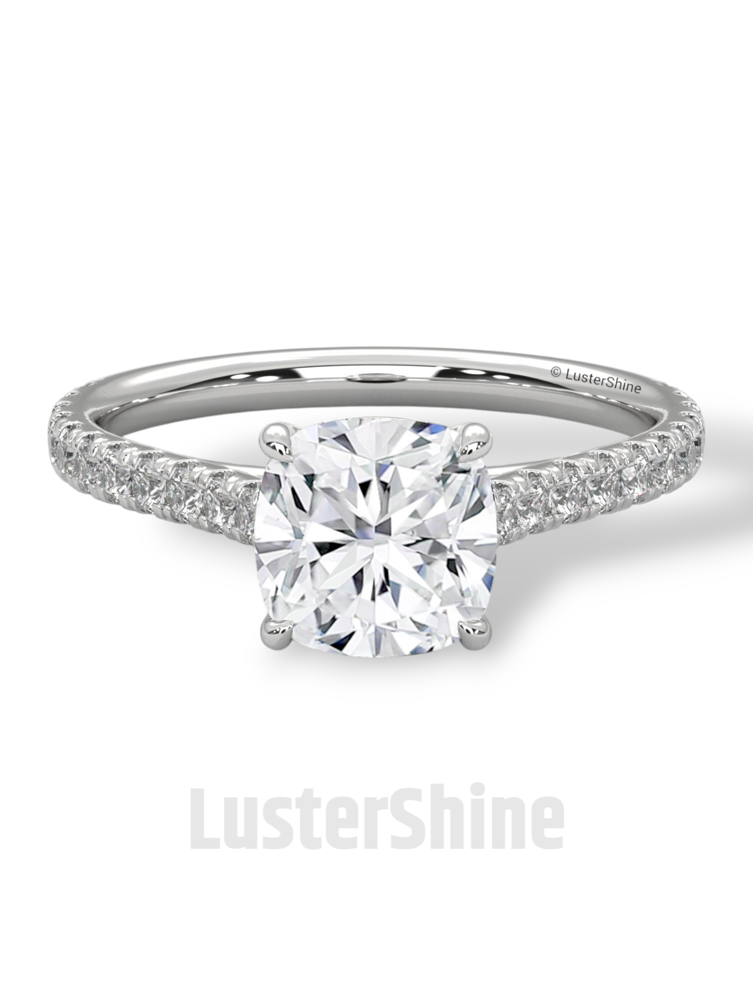 Cushion Cut Diamond Ring – Pave Engagement Ring – 14K 18K Gold Solitaire – Cushion Moissanite Ring – Dainty Gold Wedding Ring – Gift for Her