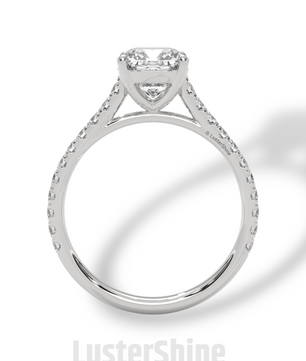 Cushion Cut Diamond Ring – Pave Engagement Ring – 14K 18K Gold Solitaire – Cushion Moissanite Ring – Dainty Gold Wedding Ring – Gift for Her