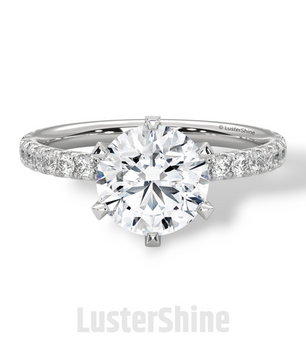 Round Cut Diamond Ring – 6 Prong Engagement Ring – 2ct Moissanite Ring – Gold Solitaire Ring – Dainty Pave Band – Promise Adjustable ring