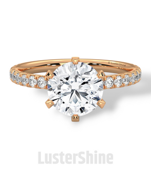Round Cut Diamond Ring – 6 Prong Engagement Ring – 2ct Moissanite Ring – Gold Solitaire Ring – Dainty Pave Band – Promise Adjustable ring