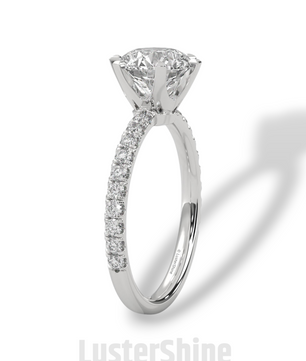 Round Cut Diamond Ring – 6 Prong Engagement Ring – 2ct Moissanite Ring – Gold Solitaire Ring – Dainty Pave Band – Promise Adjustable ring