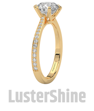 Round Solitaire Engagement Ring – Pave Diamond Band – 2 Carat Moissanite Diamond Ring –  D-F Color VVS Clarity – Custom Ring for Wife Gift
