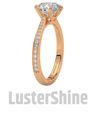 Round Solitaire Engagement Ring – Pave Diamond Band – 2 Carat Moissanite Diamond Ring –  D-F Color VVS Clarity – Custom Ring for Wife Gift