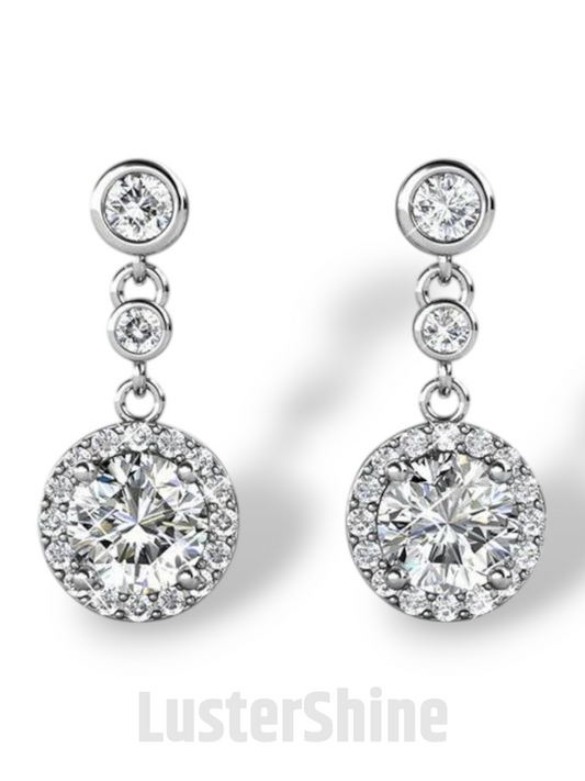 Moissanite Stud Earrings – 3 Stone Round Cut Earrings – Gold Stud Earrings for Women – Dainty Moissanite Round Cut Anniversary Gift Earrings