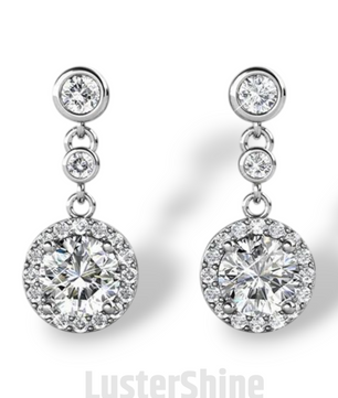 Moissanite Stud Earrings – 3 Stone Round Cut Earrings – Gold Stud Earrings for Women – Dainty Moissanite Round Cut Anniversary Gift Earrings