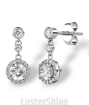 Moissanite Stud Earrings – 3 Stone Round Cut Earrings – Gold Stud Earrings for Women – Dainty Moissanite Round Cut Anniversary Gift Earrings