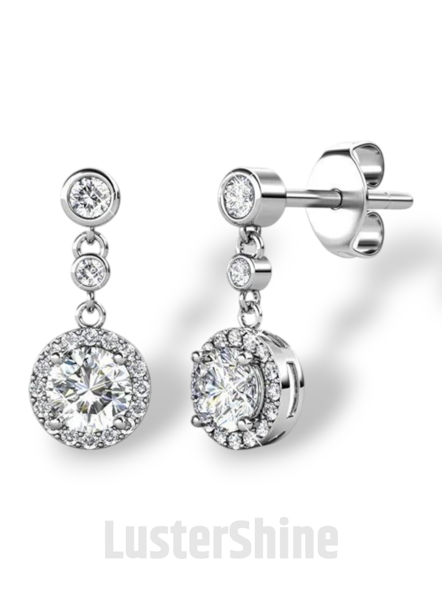 Moissanite Stud Earrings – 3 Stone Round Cut Earrings – Gold Stud Earrings for Women – Dainty Moissanite Round Cut Anniversary Gift Earrings