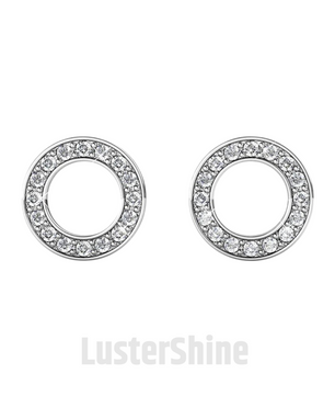Moissanite Halo Stud Earrings – Round Cut Circle Design – Dainty 14K Gold Studs – Minimal Everyday Earrings – Handmade Earrings Gift for Her