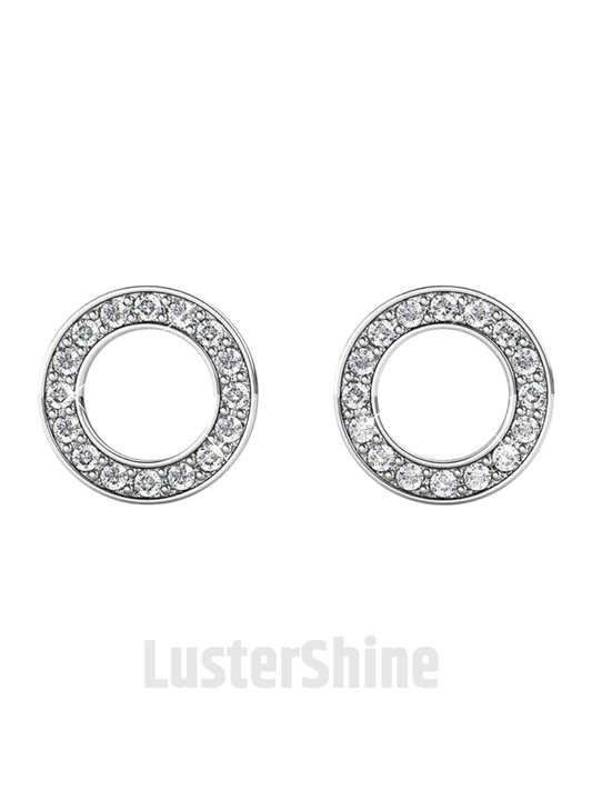 Moissanite Halo Stud Earrings – Round Cut Circle Design – Dainty 14K Gold Studs – Minimal Everyday Earrings – Handmade Earrings Gift for Her