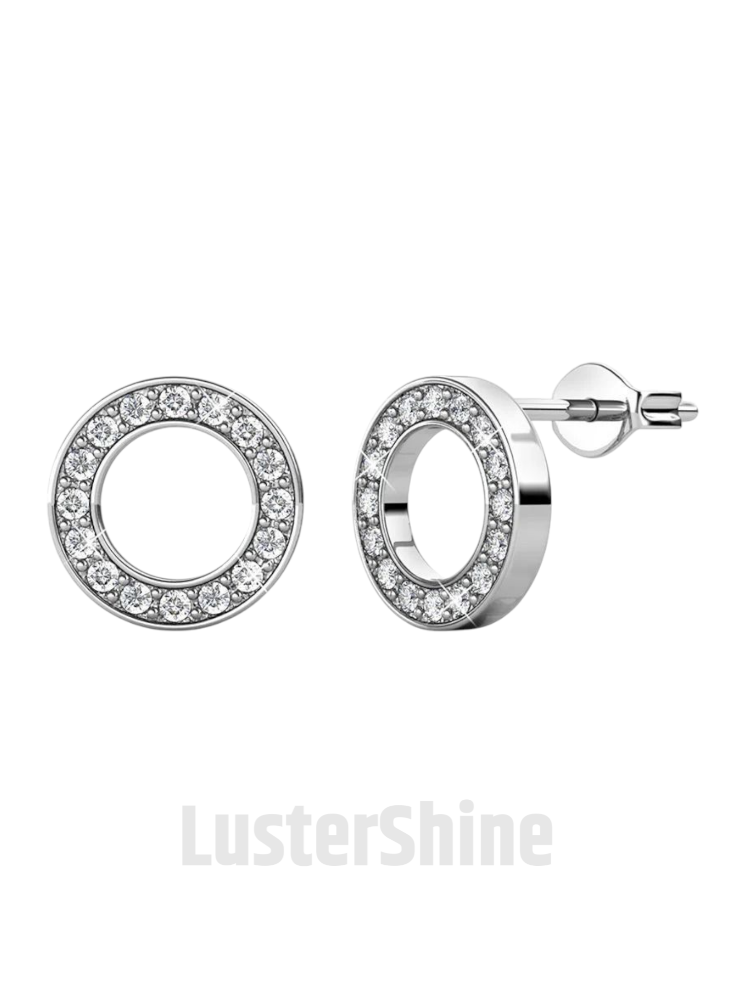 Moissanite Halo Stud Earrings – Round Cut Circle Design – Dainty 14K Gold Studs – Minimal Everyday Earrings – Handmade Earrings Gift for Her