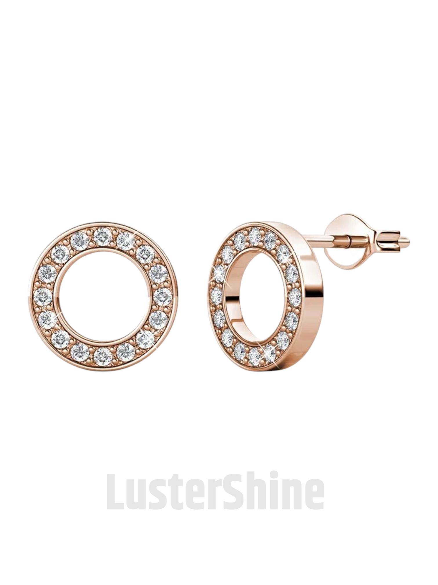 Moissanite Halo Stud Earrings – Round Cut Circle Design – Dainty 14K Gold Studs – Minimal Everyday Earrings – Handmade Earrings Gift for Her