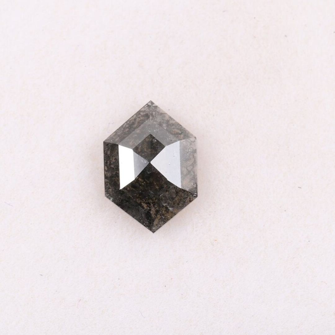 Natural Salt and Pepper 1.70 CT Hexagon Loose Diamond