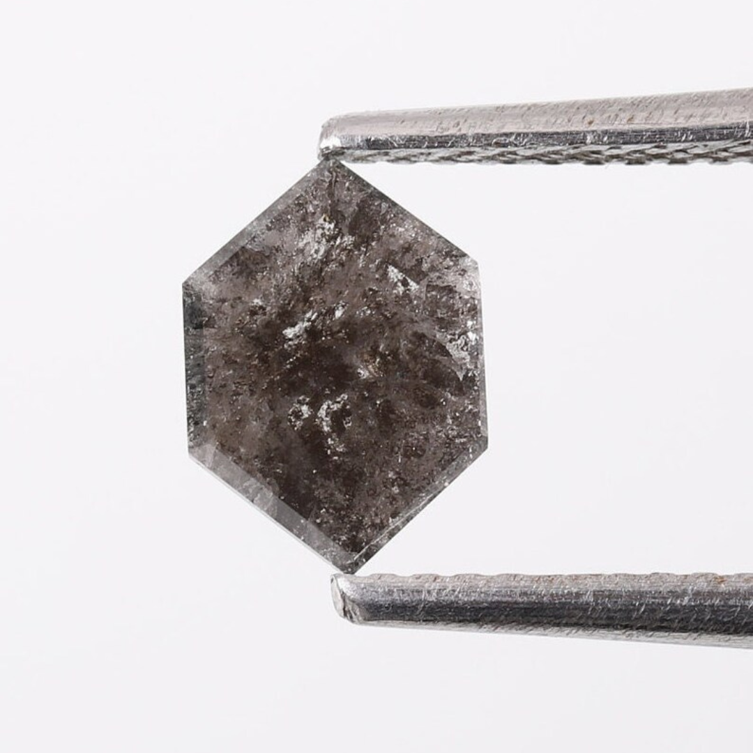 Natural Salt and Pepper 1.70 CT Hexagon Loose Diamond