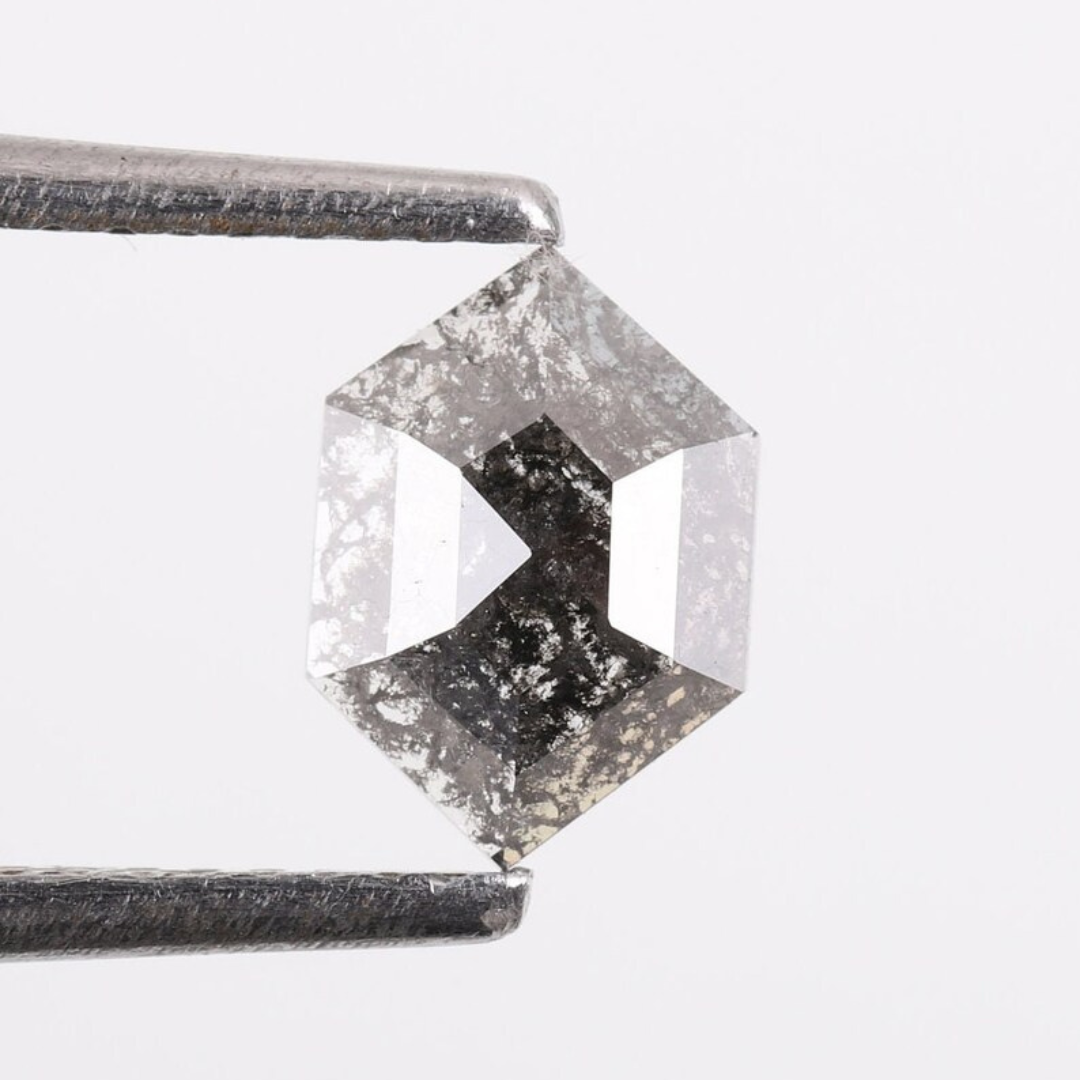 Natural Salt and Pepper 1.70 CT Hexagon Loose Diamond