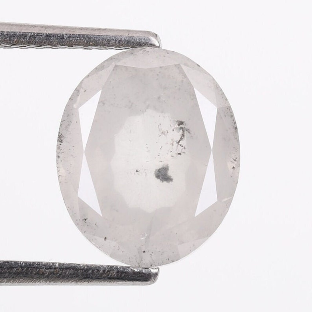 Natural Salt and Pepper 3.90 CT Oval Loose Diamond