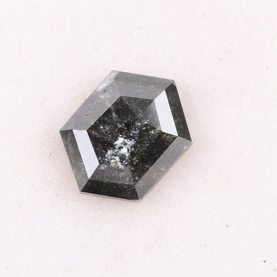 Natural Salt and Pepper 4.70 CT Hexagon Loose Diamond