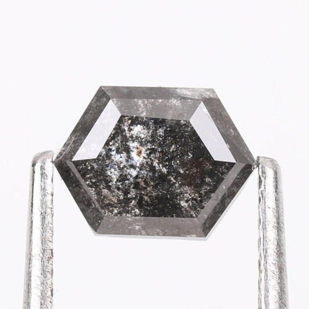 Natural Salt and Pepper 4.70 CT Hexagon Loose Diamond