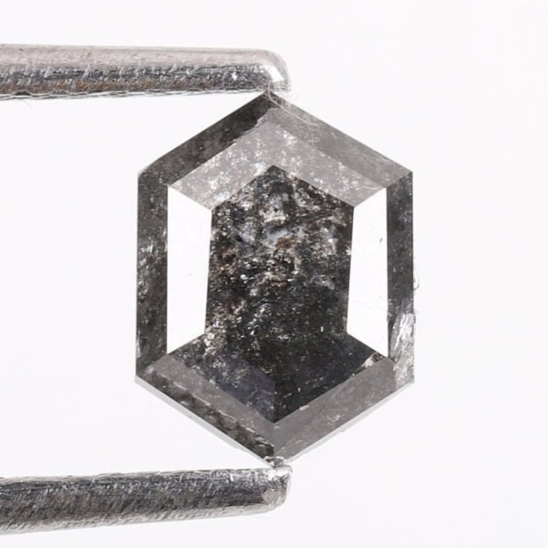 Natural Salt and Pepper 4.70 CT Hexagon Loose Diamond