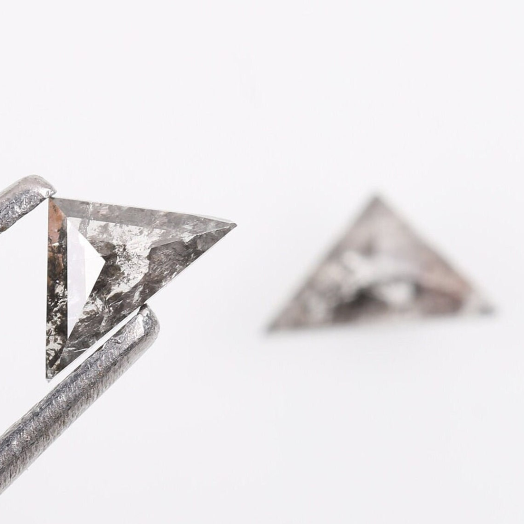 Natural Salt and Pepper 3.80 CT Triangle Loose Diamond