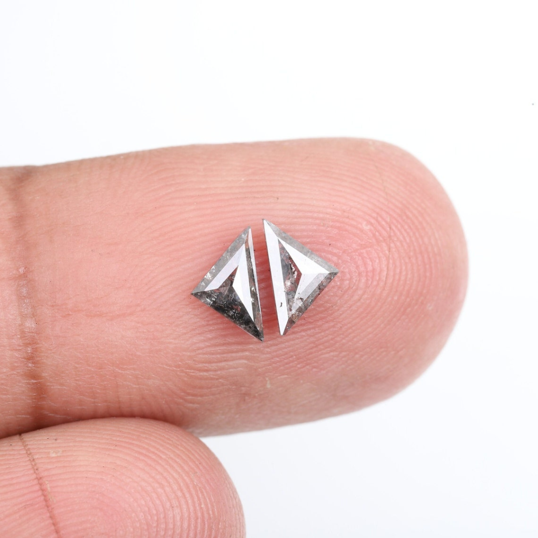 Natural Salt and Pepper 3.80 CT Triangle Loose Diamond