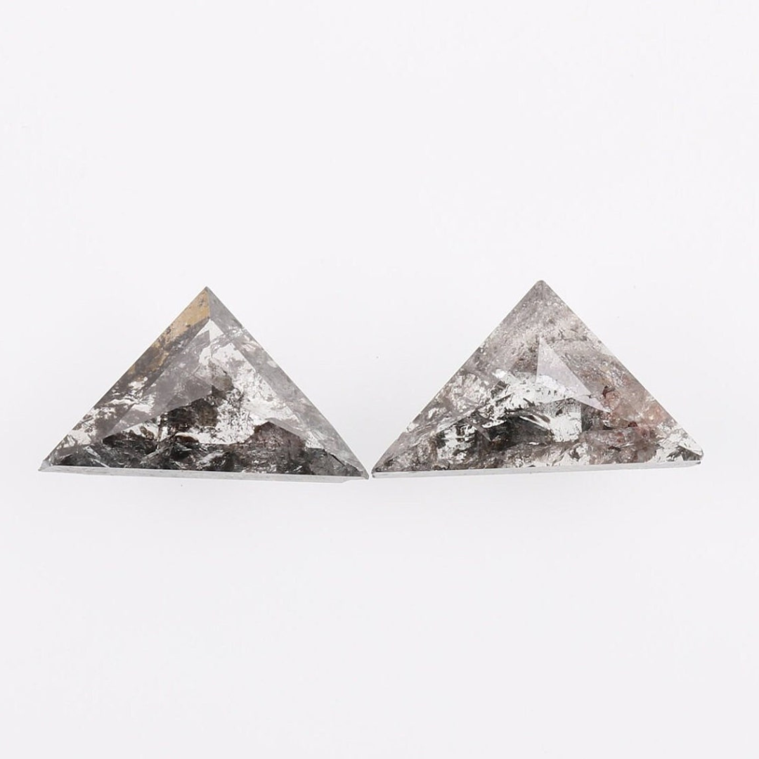 Natural Salt and Pepper 3.80 CT Triangle Loose Diamond