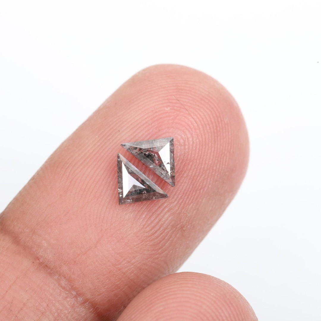 Natural Salt and Pepper 3.80 CT Triangle Loose Diamond