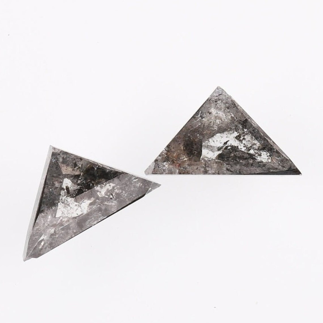 Natural Salt and Pepper 3.80 CT Triangle Loose Diamond