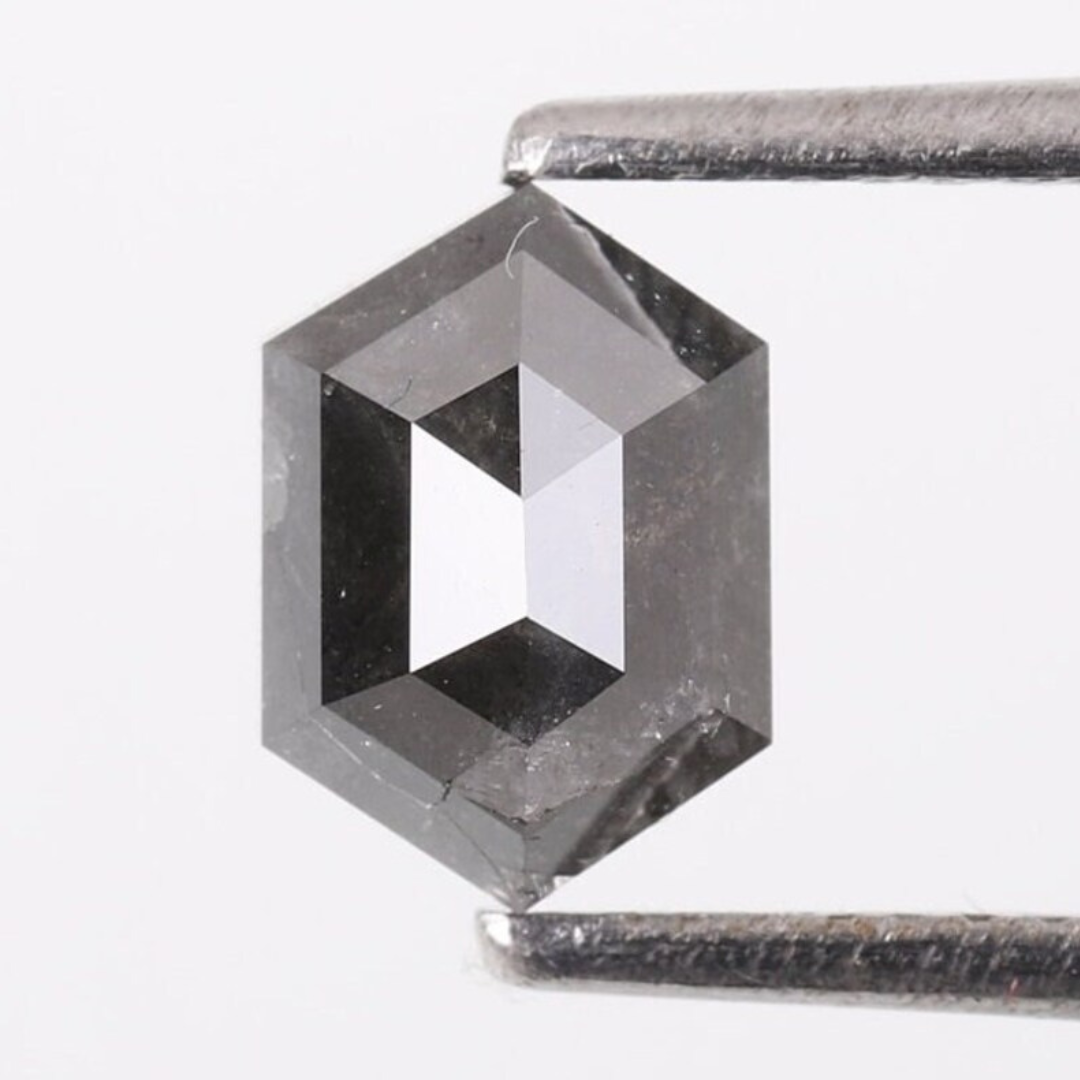 Natural Salt and Pepper 3.35 CT Hexagon Loose Diamond