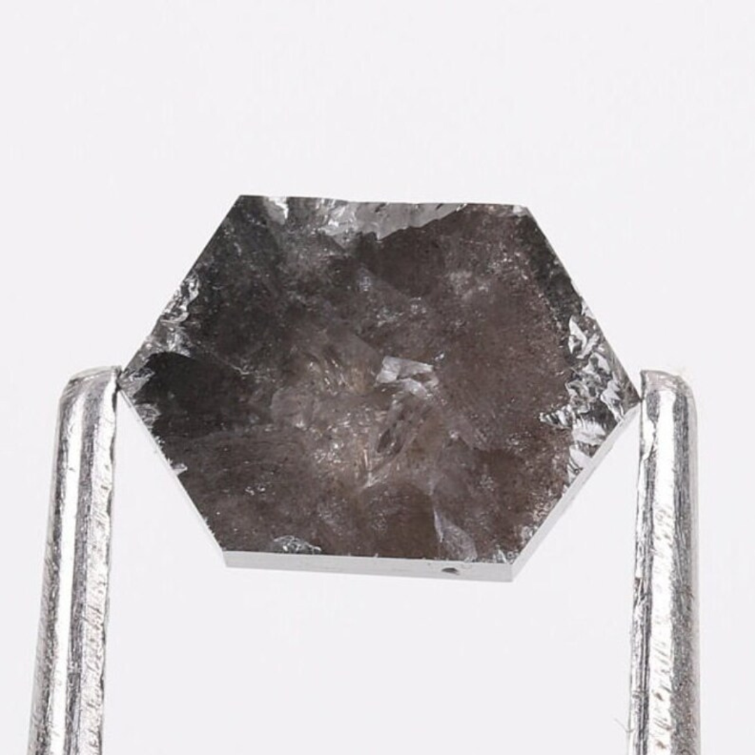 Natural Salt and Pepper 3.35 CT Hexagon Loose Diamond