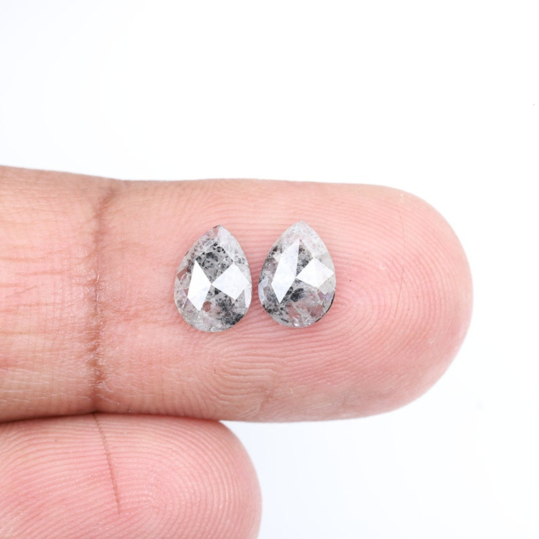 Natural Salt and Pepper 1.90 CT Pear Loose Diamond